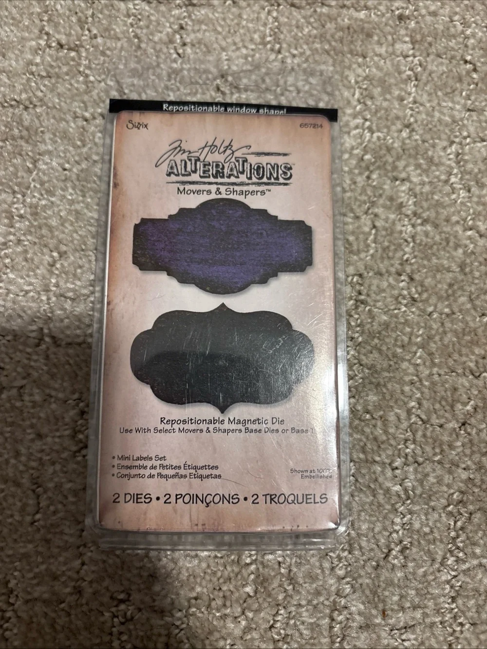 Sizzix Tim Holtz Alterations Mini Labels Set Movers Shapers Cutting Die 657214